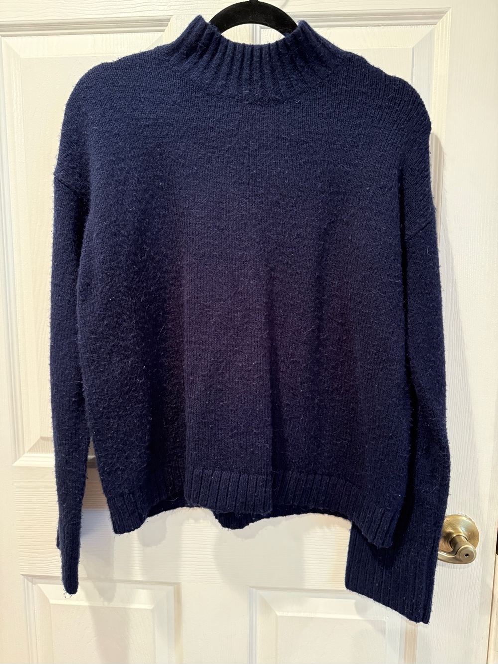 LOFT Navy Blue Mock Neck Knit Sweater